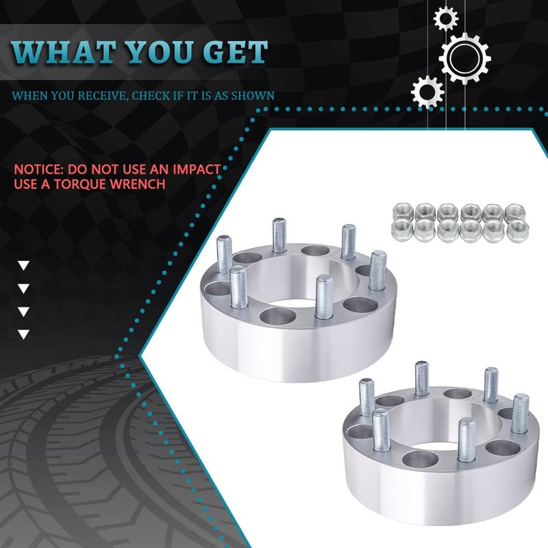 IRONTEK 6x139.7mm Wheel Spacers 2in Fit for Chevrolet K1500/2500/C2500/Avalanche/Tahoe Cadillac Escalade GMC Sierra 1500/K1500/K2500/Yukon 6x5.5 Wheel Spacer Adapters (14x1.5 Studs, 108mm Hub Bore) - Image 3